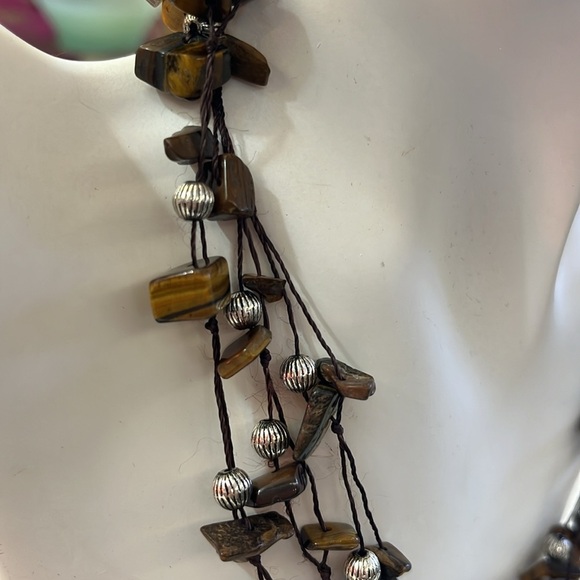 Vintage Tigers Eye Layered Thread Necklace - Picture 2 of 2